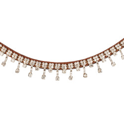 Frontaal van kalfsleer met Queen Acavallo-kristallen Cognac / transparant