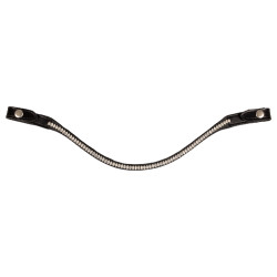 Voorhoofdband van kalfsleer met ovale kristallen Acavallo Zwart / transparant