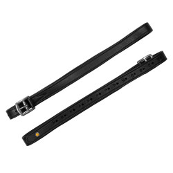 Lederen dubbele stijgbeugelriemen met gebogen gespen Equestro Zwart