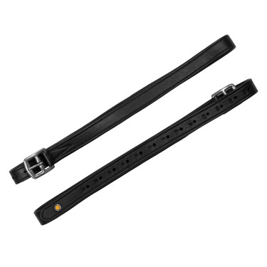 Lederen dubbele stijgbeugelriemen met gebogen gespen Equestro Zwart