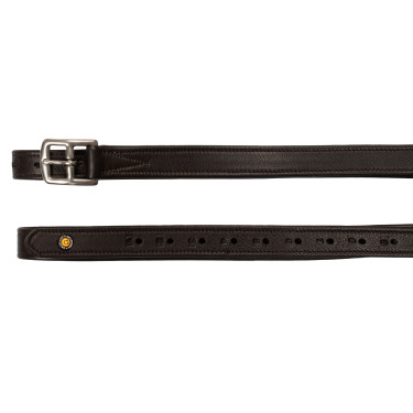 Lederen dubbele stijgbeugelriemen met gebogen gespen Equestro Donkerbruin