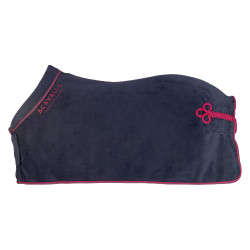 Fleece boxdeken met gewatteerde kraag 800g Acavallo Marine / bordeaux Blauw