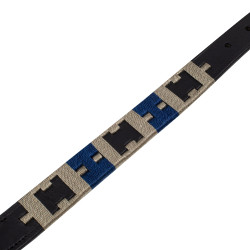 Leren hondenhalsband met geometrisch Polo H Equestro motief Leren hondenhalsband met geometrisch Polo H Equestro motief