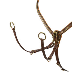 Lederen jachtborsttuig met messing clincher Equestro Cognac Bruin