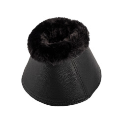 Klokken van ecologisch leer met synthetisch schapenwol en klittenbandsluiting Acavallo Zwart