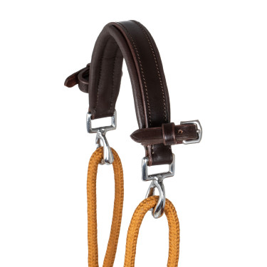 Kalfsleren en nylon chambon van Italiaans Acavallo Donkerbruin