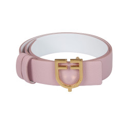 Omkeerbare gladde leren riem met Equestro-logogesp Goud / roze-wit
