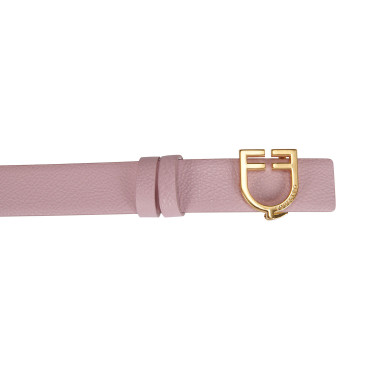 Omkeerbare gladde leren riem met Equestro-logogesp Goud / roze-wit