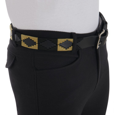 Leren riem met zuidwestmotief Equestro Zwart / beige / zwart