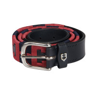 Leren riem met geometrisch patroon Equestro Noir / marine / gris