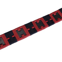 Leren riem met geometrisch patroon Equestro Noir / marine / gris