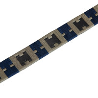 Leren riem met geometrisch patroon Equestro Noir / marine / gris