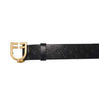 Leren riem met logo en Equestro logogesp. Goud / zwart Leren riem met logo en Equestro logogesp. Goud / zwart