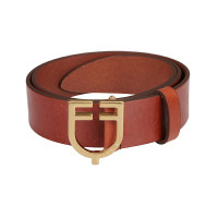 Leren riem met logo en Equestro logogesp. Goud / cognac Bruin
