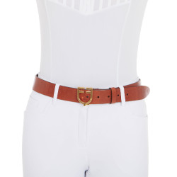 Leren riem met logo en Equestro logogesp. Goud / cognac Bruin