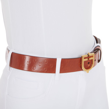 Leren riem met logo en Equestro logogesp. Goud / cognac Bruin