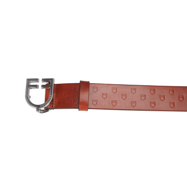 Leren riem met logo en Equestro logogesp. Zilver / cognac Bruin