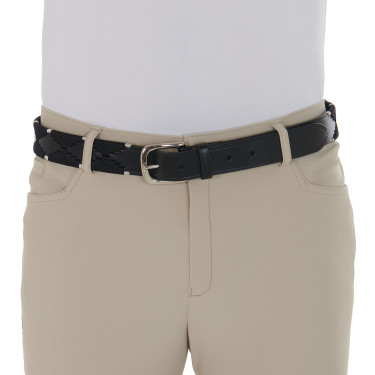 Leren riem met zwarte en witte borduursels Equestro Zwart