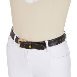 Leren riem met ambachtelijk borduurwerk Equestro Donkerbruin Leren riem met ambachtelijk borduurwerk Equestro Donkerbruin