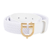 Elastische leren riem met Equestro-logogesp Zilver / zwart