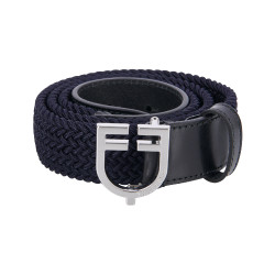 Elastische leren riem met Equestro-logogesp Zilver / marine