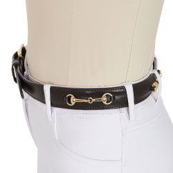 Engelse leren riem met eggbutt Equestro Bruin / goud