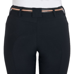 Engelse lederen riem met roségouden clincher Equestro Zwart