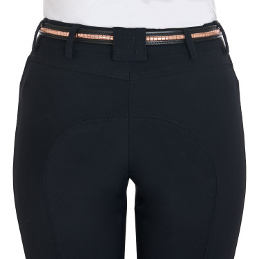 Engelse lederen riem met roségouden clincher Equestro Zwart