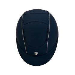 Phantom-helm met frontaal logo en leren inzetstukken van Equestro Marine Marineblauw