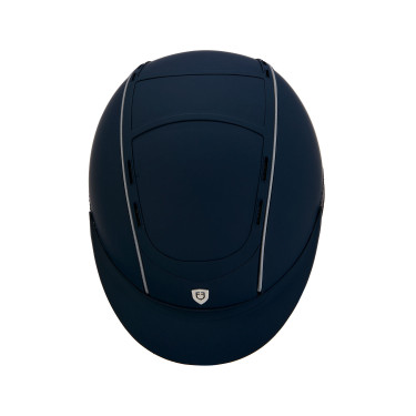 Phantom-helm met frontaal logo en leren inzetstukken van Equestro Marine Marineblauw