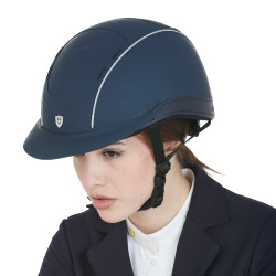 Phantom-helm met frontaal logo en leren inzetstukken van Equestro Marine Marineblauw