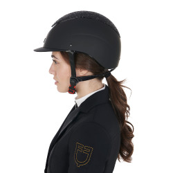 Dameshelm Galaxy met smalle vizier en strass Equestro Zwart / glanzend zwart