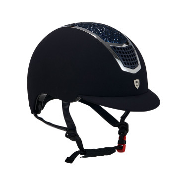 Ultralichte fluwelen helm met strass Eclipse Equestro Marine / zilver Blauw