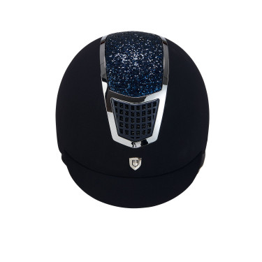 Ultralichte fluwelen helm met strass Eclipse Equestro Marine / zilver Blauw