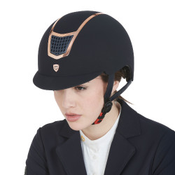 Eclipse fluwelen unie helm (3 vullingen) Equestro Marine / roségoud Marineblauw