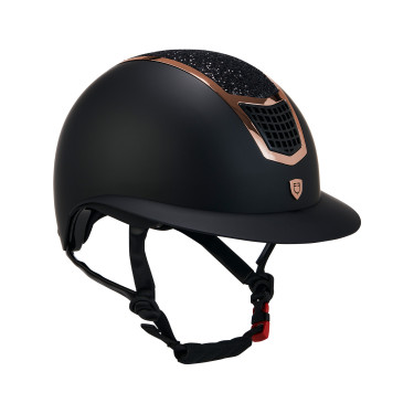 Eclipse-helm met strass en brede klep (3 voeringen) Equestro Zwart / roségoud