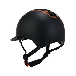 Eclipse-helm met strass en brede klep (3 voeringen) Equestro Zwart / roségoud