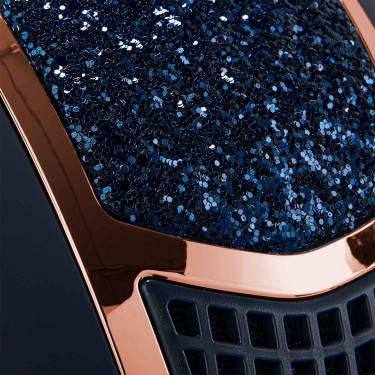 Eclipse-helm met strass en brede klep (3 voeringen) Equestro Marine / roségoud Marineblauw