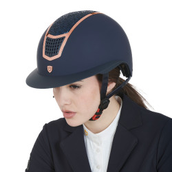 Eclipse-helm met strass en brede klep (3 voeringen) Equestro Marine / roségoud Marineblauw