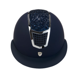 Eclipse-helm met strass en brede klep (3 voeringen) Equestro Marine / zilver Blauw