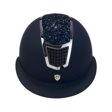 Eclipse-helm met strass en brede klep (3 voeringen) Equestro Marine / zilver Eclipse-helm met strass en brede klep (3 voeringen) Equestro Marine / zilver