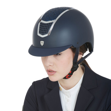 Eclipse-helm met strass Equestro Marine / zilver Blauw