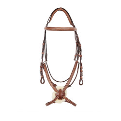 Hoofdstel met Mexicaanse neusriem en synthetisch schapenvacht Equestro Cognac Bruin Hoofdstel met Mexicaanse neusriem en synthetisch schapenvacht Equestro Cognac Bruin