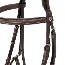 Hoofdstel met Mexicaanse neusriem en synthetisch schapenvacht Equestro Donkerbruin