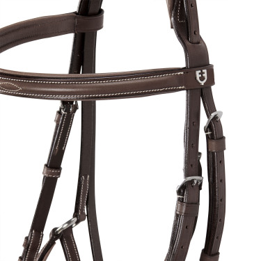 Hoofdstel met Mexicaanse neusriem en synthetisch schapenvacht Equestro Donkerbruin
