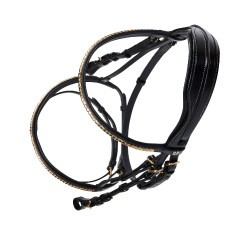 Engelse lederen hoofdstel clincher zonder teugels Equestro Zwart