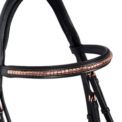 Engelse lederen hoofdstel clincher roségoud zonder teugels Equestro Engelse lederen hoofdstel clincher roségoud zonder teugels Equestro