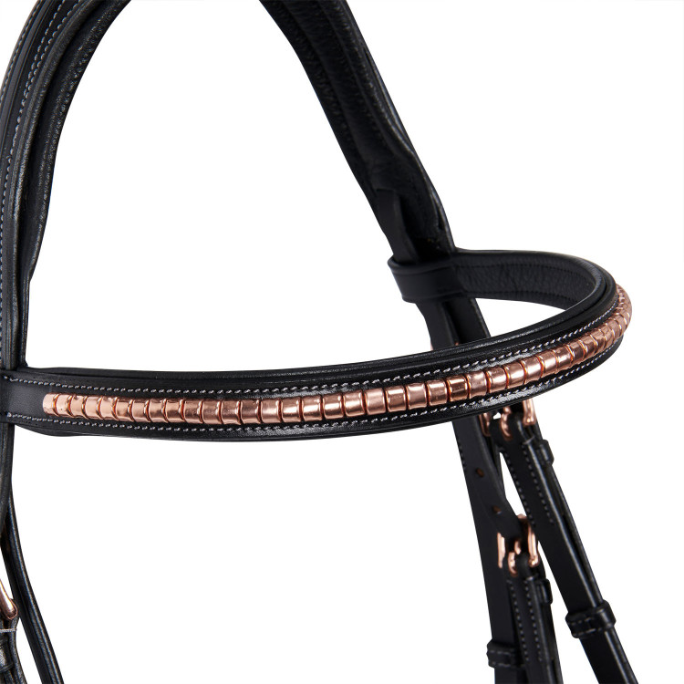Engelse lederen hoofdstel clincher roségoud zonder teugels Equestro Engelse lederen hoofdstel clincher roségoud zonder teugels Equestro