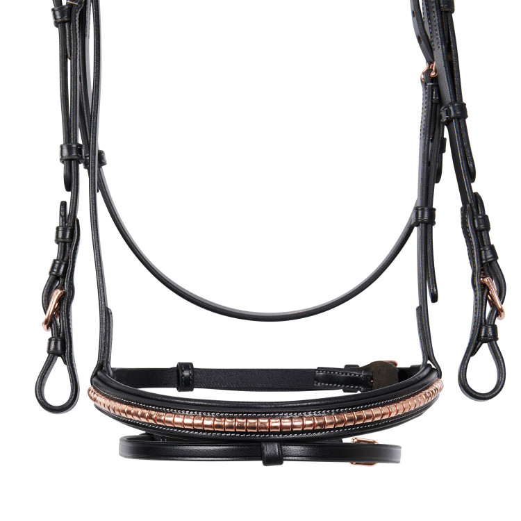 Engelse lederen hoofdstel clincher roségoud zonder teugels Equestro Engelse lederen hoofdstel clincher roségoud zonder teugels Equestro