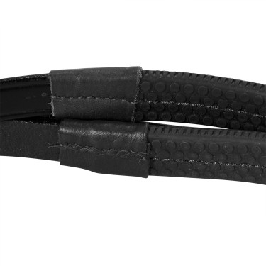 Engelse leren hoofdstel met rubberen teugels Genesis Equestro Zwart